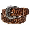 thumbnail image 2 of Challenger Men's 1-1/2" Wide Tan Leather Floral Tooled Casual Jean Belt 26FK03, 2 of 3