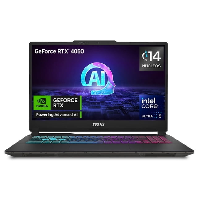 Laptop Gaming MSI Cyborg 15 AI A1VEK NVIDIA GeForce RTX 4050 Intel Core Ultra 5-125H 16GB RAM 512GB SSD
