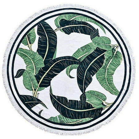Round Banana Leaf Beach Towel Ultra Soft Microfiber Super Water Absorbent - Beach Camping, Picnic Blanket, Yoga Mat, Table Cloth 59