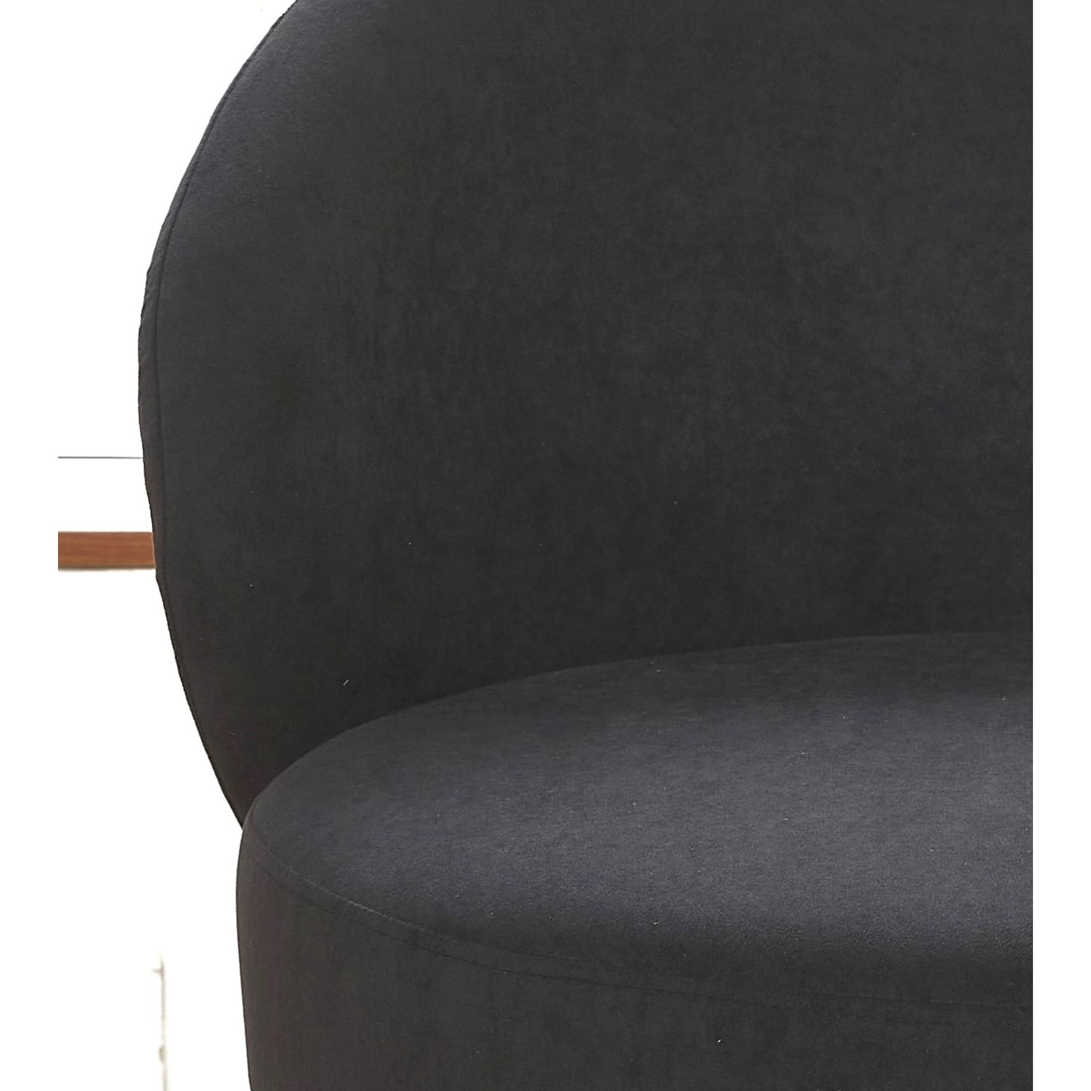 GDF Studio 27.36" Mid-Century Modern Round Accent Chair with Velvet Upholstery, Black Metal Legs, Black