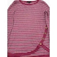 thumbnail image 2 of Womens Mauve White Stripe Asymmetrical Button Hem Shirt Top Sweater S, 2 of 2