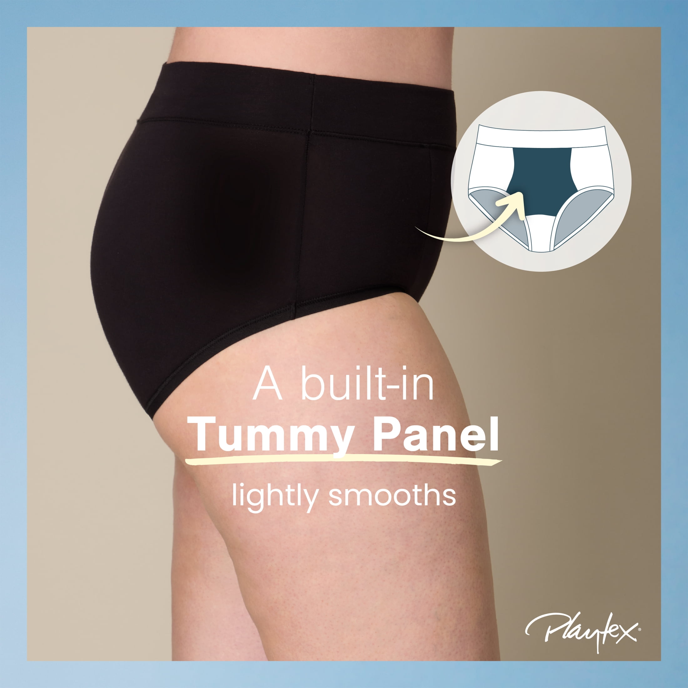 Playtex Women's Cotton Stretch Light Smoothing Underwear Brief, 3-Pack
