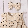 thumbnail image 6 of masbird 3PCS Infant Baby Girls Clothes Set 0 3 6 12 18 24 Months Ruffle Long Sleeve Rompers + Pants + Headband Sets for Kids,Khaki,9-12 M, 6 of 6