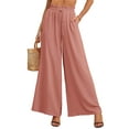 thumbnail image 1 of Showmall Women's Plus Size High Waist Wide Leg Palazzo Pants with Drawstring and Pockets, Pink, 2XL, 1 of 9