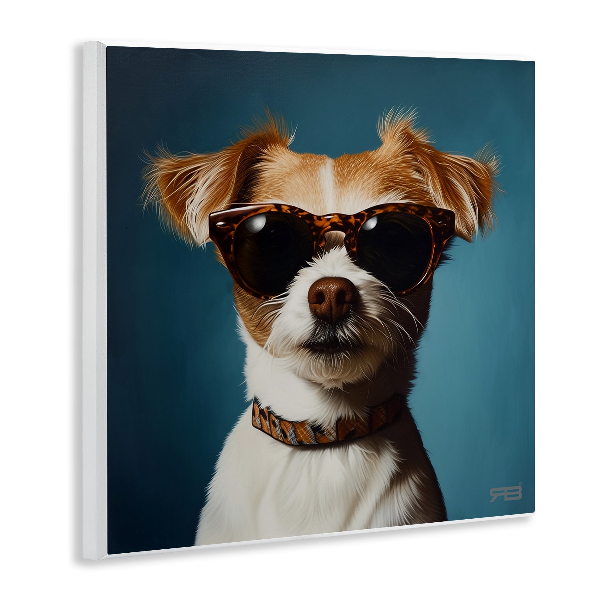 Stupell Industries Cool Dog on Blue Animals & Insects Painting Unframed Art Print Wall Art, 12 x 12