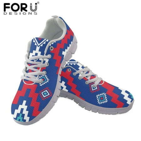 

Women s Lightweight Flats Lace Up Shoes Tribal Clan Style Pattern Sneaker Shoes Ladies Breathable Air Mesh Footwear