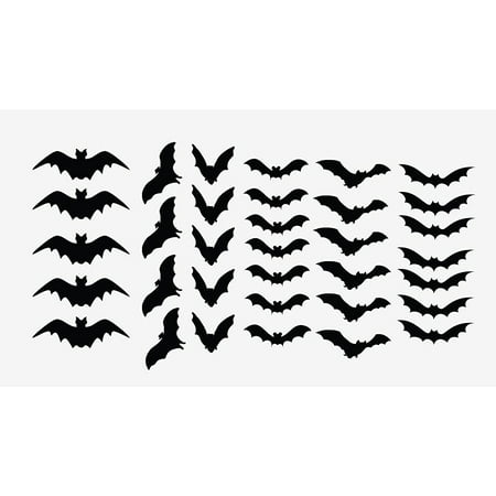 Halloween Decor Scary Black Bats Decal Set of 34 Stickers Monster Spooky #1168