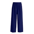 thumbnail image 4 of Cutuoiiu Women's Solid Color Drawstring Waist Cotton Linen Pants with Pockets Casual Ruched Wide Leg Trousers Gifts, 4 of 7