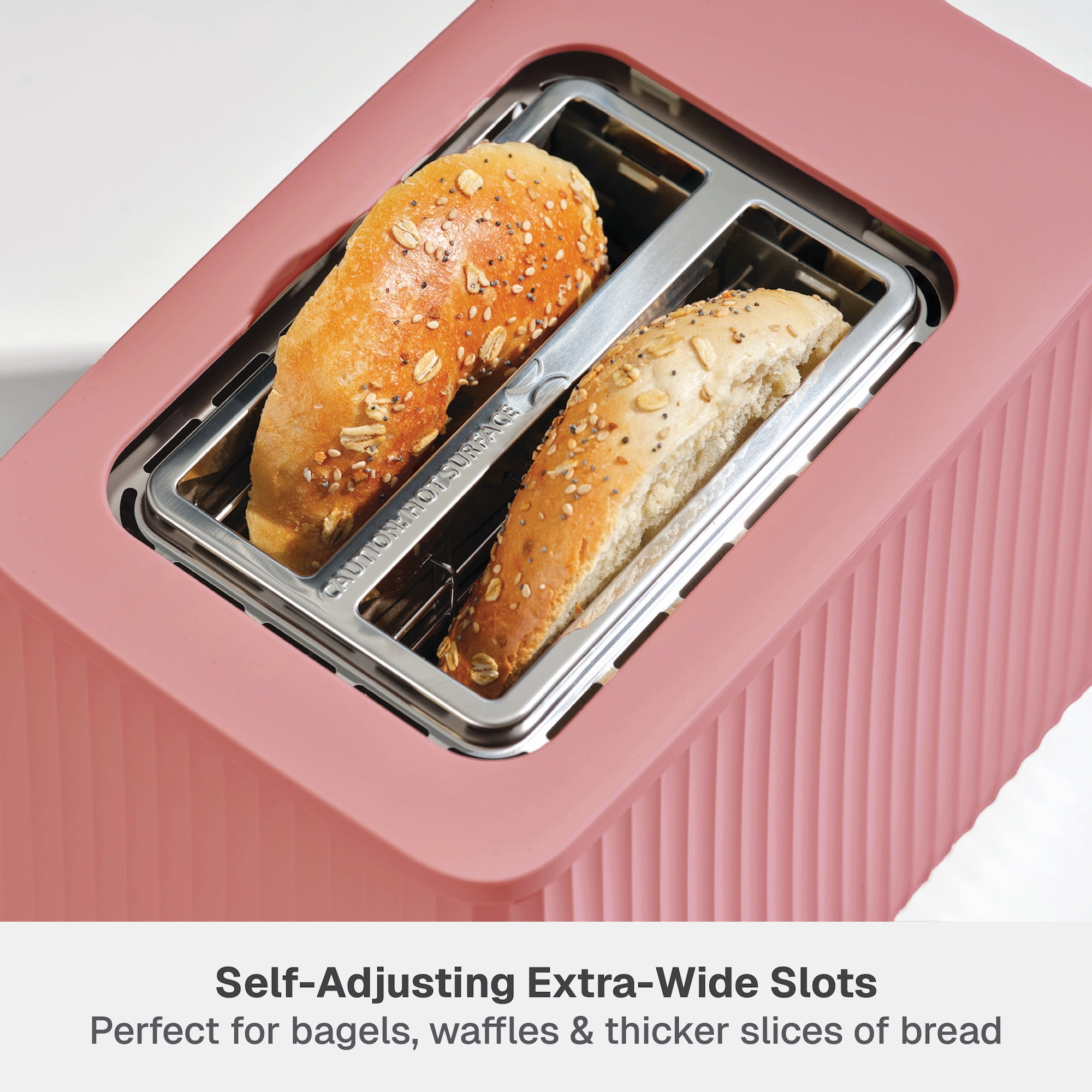 Thyme & Table 2-Slice Toaster, Extra-Wide Slots with Removable Crumb Tray, Faded Rose