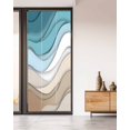 thumbnail image 2 of Window Privacy Film Turquoise Brown Stained Glass Window Film Decorative Sun Block Window Cover Teal White Geometric Gradient Stripes Window Clings Static Adhesive Sticker for Bathroom 35.4"x78.7", 2 of 7