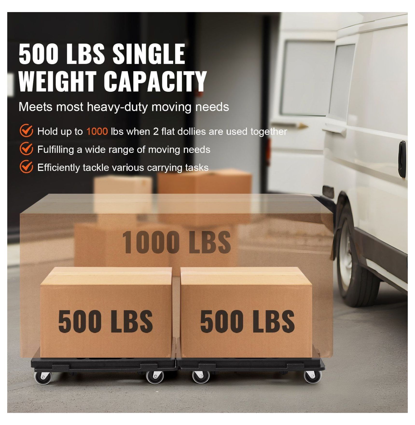 Furniture Dolly 500lbs Capacity - Heavy Duty Mover with Wheels (2 Pack)