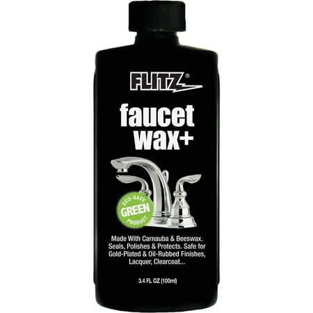 Flitz Faucet Wax, Hard Water Stain Remover, Stainless Steel Cleaner and Polish Sealant, 3.4 oz