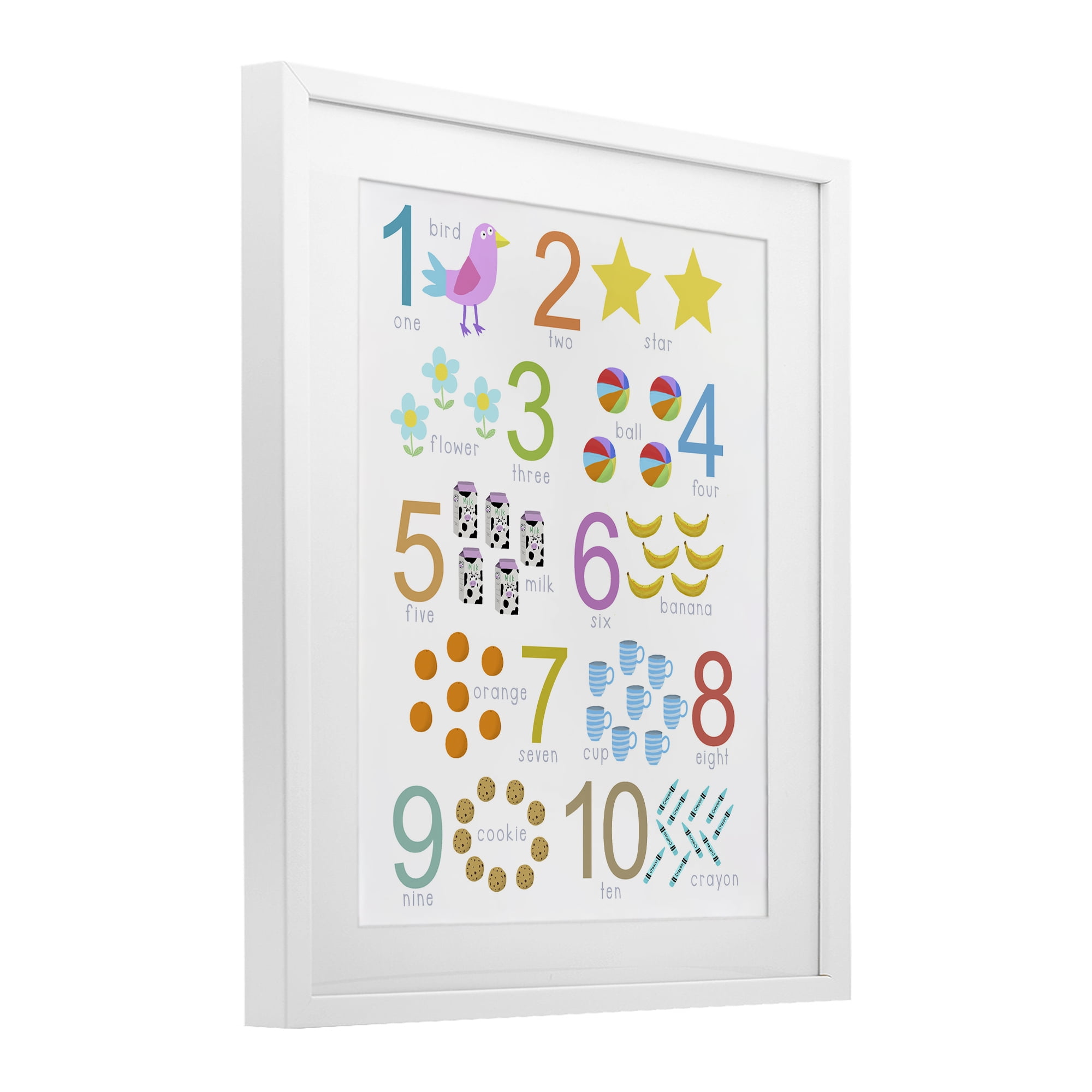 Fun Learning To Count White Framed Print Under Glass, design by Carla Daly