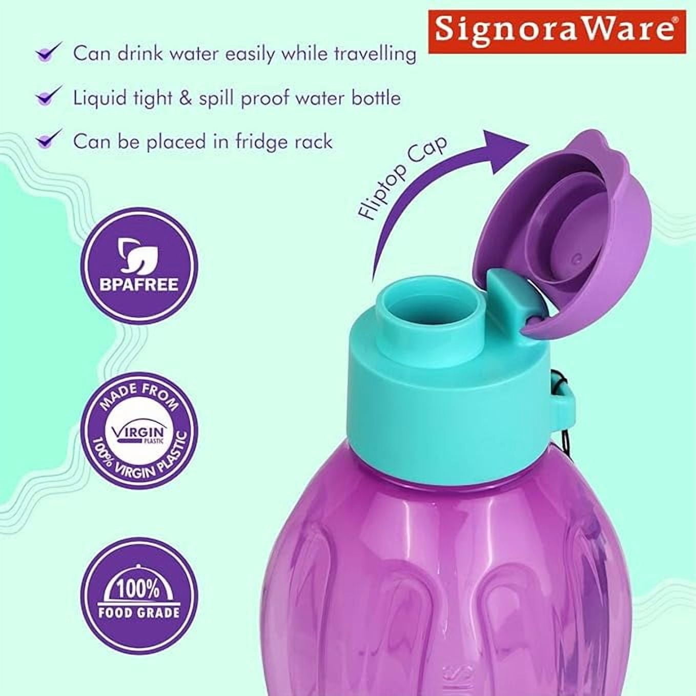 Signoraware Fliptop 500ml Bpa Free Water Bottles Set of 3, Food Grade, Freezer Safe