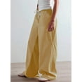 thumbnail image 6 of Low Rise Striped Pants for Women Pull on Drawstring Boho Wide Leg Jeans Trendy 2025 Yellow M, 6 of 9