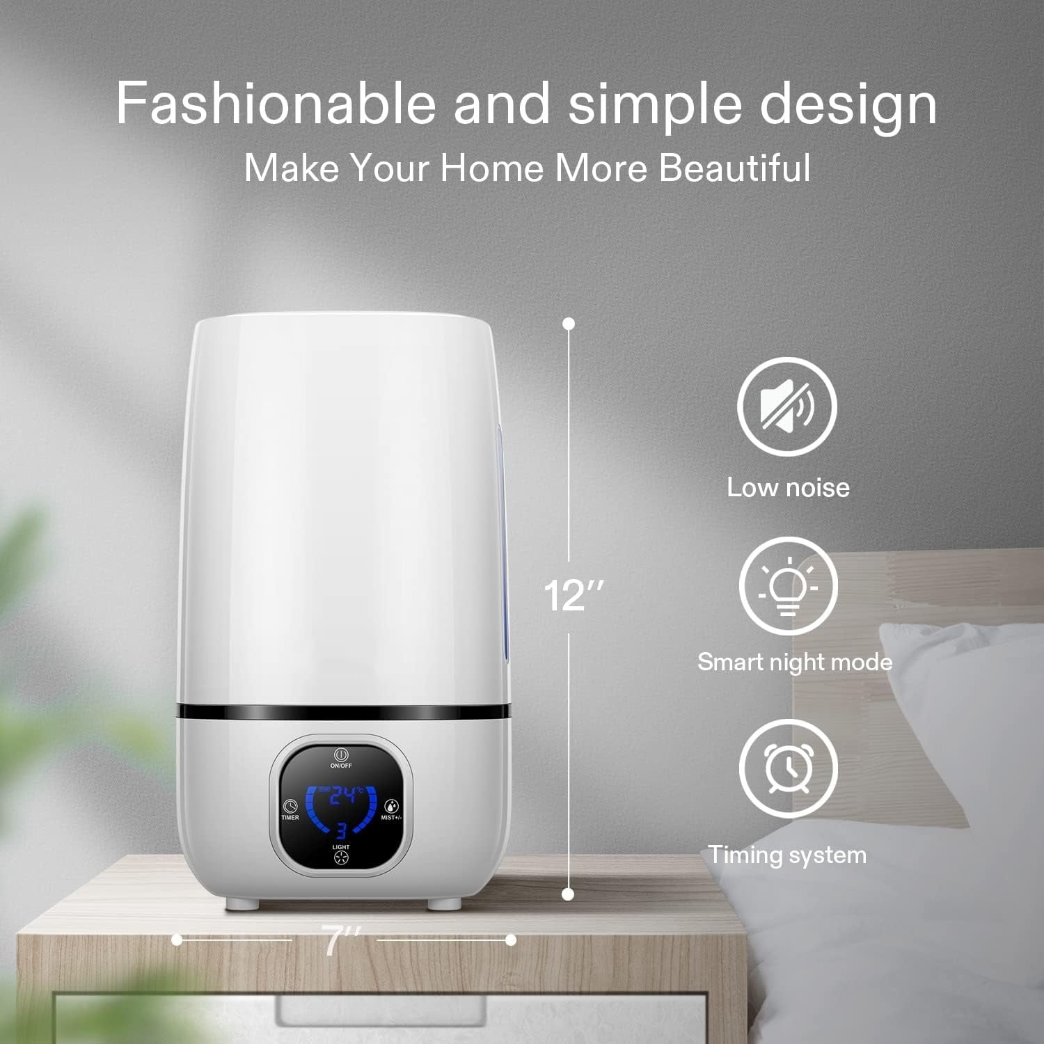 4L Cool Mist Humidifier with Remote Control for Bedroom, Plants, Baby, Dry Skin