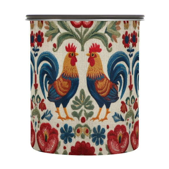 500ml Stainless Steel Food Storage Containers Male and Female Chickens Airtight Kitchen Canisters with Vacuum Lid for Coffee Tea Flour Sugar Grains