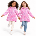 thumbnail image 3 of Maqroz Girls Rain Jackets Waterproof Hooded Fleece Lined Raincoats Full Zip Hearts Graphic Lightweight Windbreakers for Kids Cozy Travel Hiking Jackets with Pockets, 3 of 12
