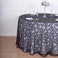 thumbnail image 2 of Efavormart 120" Black Sequin Leaf Embroidered Seamless Tulle Round Tablecloth, Sheer Table Overlay, 2 of 11