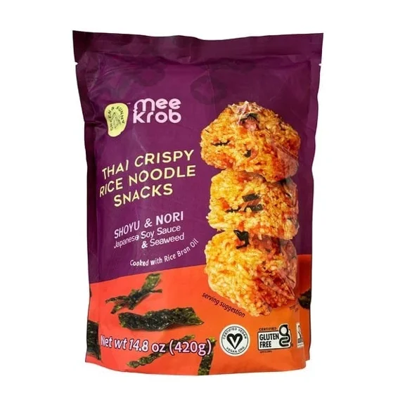Mee Krob Thai Crispy Rice Noodle Snacks Shoyu & Nori Japanese Soy Sauce 14.8 OZ