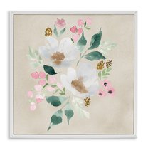 Stupell Industries Neutral Floral Beauty Botanical & Floral Painting White Framed Art Print Wall Art, 17 x 17