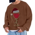 thumbnail image 2 of UVEASISHA Chandail en Molleton de Noël pour Hommes Col Rond Mode Imprimé Verre de Vin Pull d'Automne Décontracté Manches Longues Haut Xmas Chandails en Molleton Surdimensionnés pour Hommes Soldes Aujourd'hui Marron m, 2 of 5