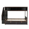thumbnail image 4 of Bellemave Twin Over Full Bunk Bed with Stairs, Solid Wood  Bunk Bed with 2 Drawers and 6 Storage Shelves, Stairway Bunk Beds for Teens Adults (Espresso), 4 of 8