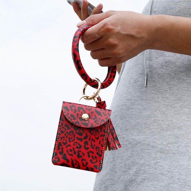 Round Bangle Keychain Tassel Bracelet Card Holder Wristlet Coin Purse