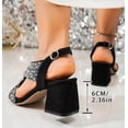 thumbnail image 6 of Ticikt Elegant Platform Block Heel Sandals with Classic Open Toe Party Prom Formal Comfortable Dressy Shoes, 6 of 7