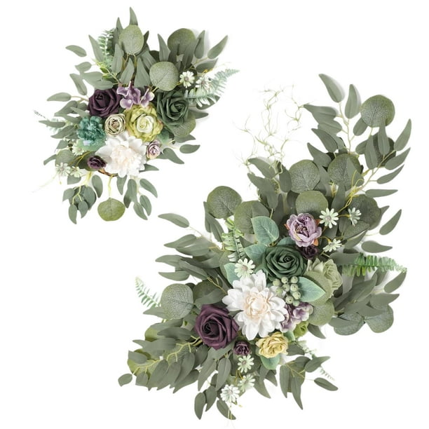 Arco de boda con flores artificiales, guirnalda de flores decorativas falsas Púrpura