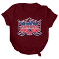 thumbnail image 2 of Gibobby Playera de Manga Corta con Cuello Redondo Mujeres Casual Impresión Manga Corta Cuello Redondo Camiseta Suelta Blusa Tops(Vino,M), 2 of 4