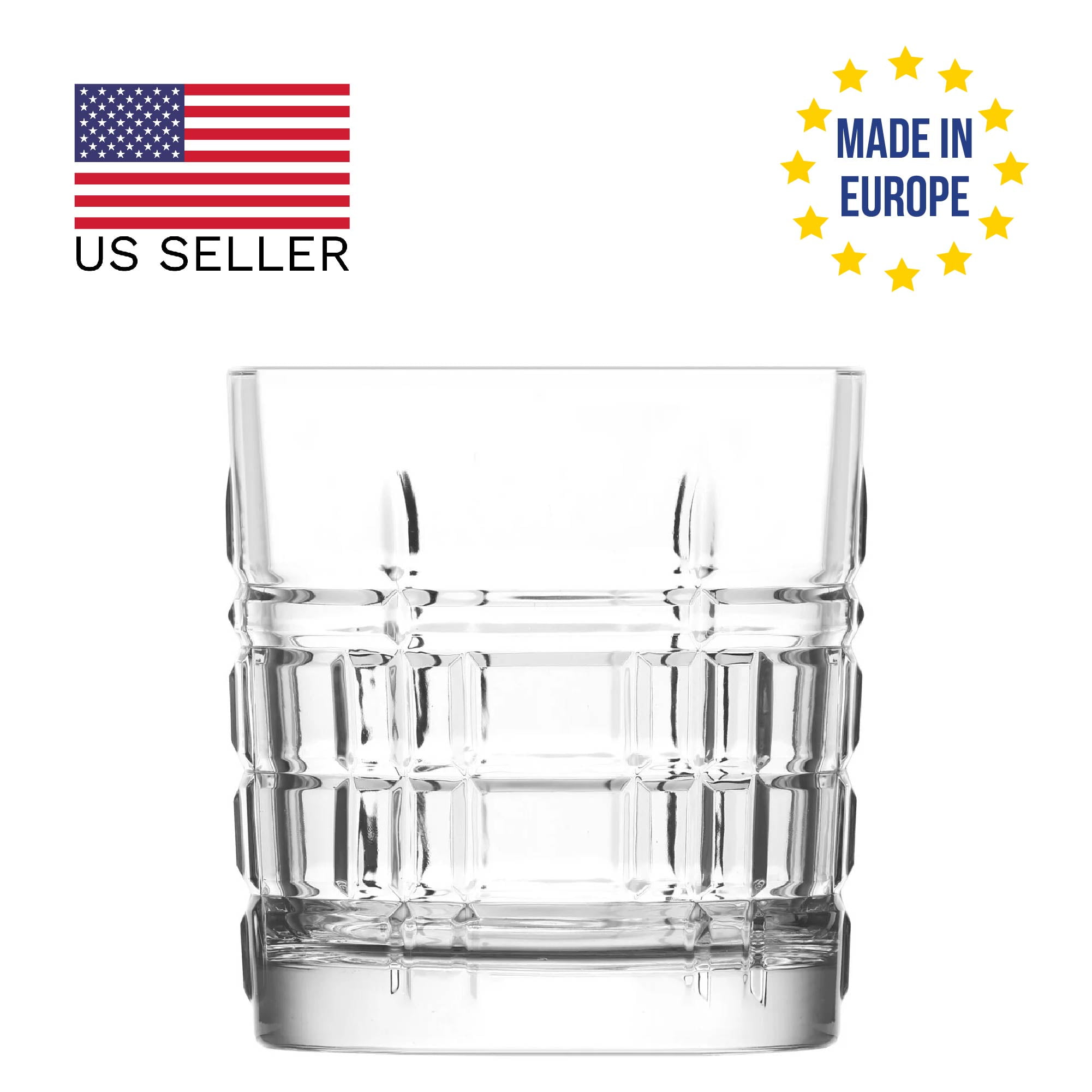 LAV Brit Whiskey Glass Set, Large Bar Glasses, Low Ball Rock Glasses ...