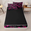 thumbnail image 4 of Homewish Pink Checkered Zipper Twin Comforter Sets with Fitted Sheet and 2 Pillowcases,Modern Aesthetic Art Zipper Bedding Set,Black Reversible,4pcs, 4 of 8