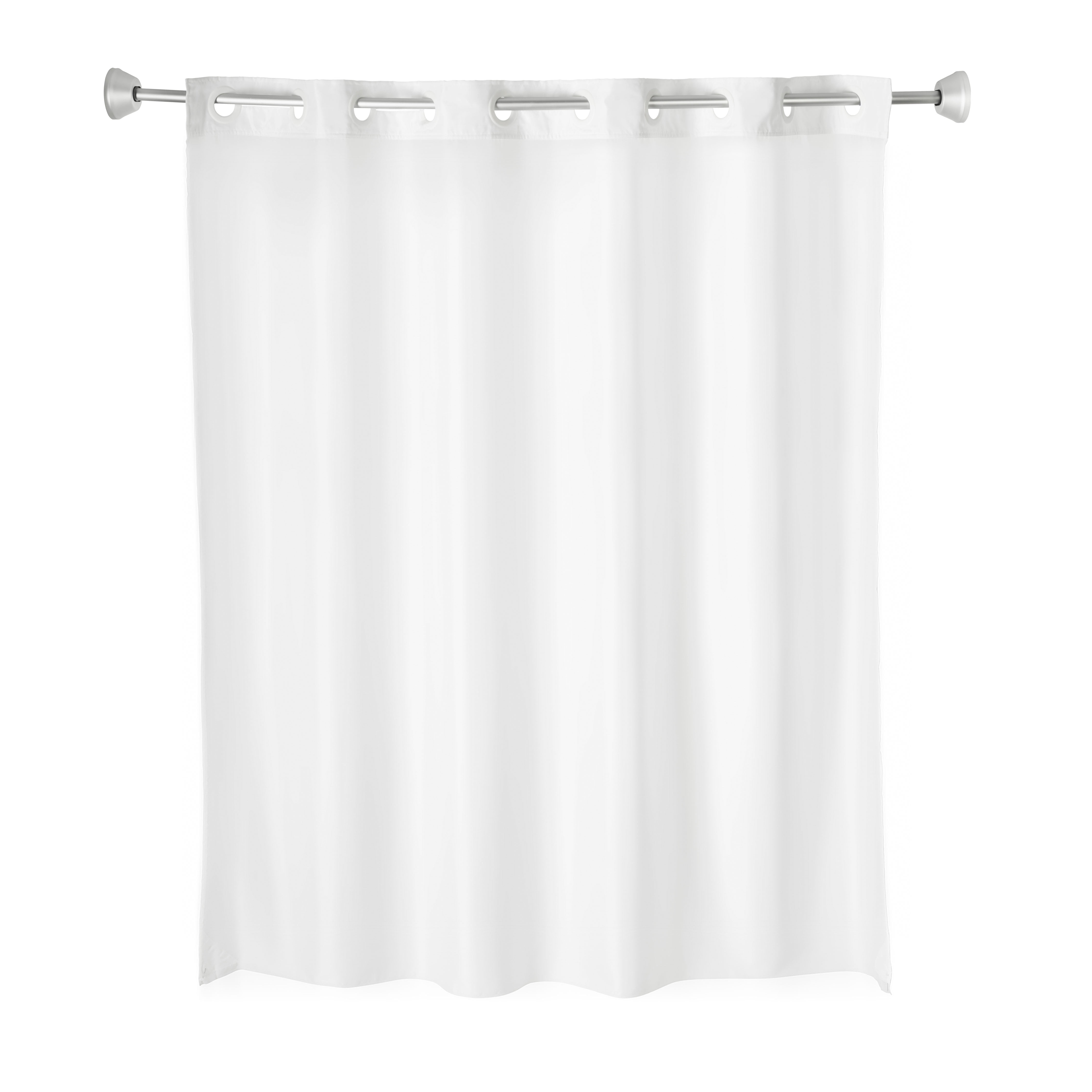 Whitmor No Hook Split Ring Plainweave Shower Curtain w/No Snap Liner, 71" x 77"