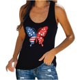 thumbnail image 2 of Fartey American Flag Tank Tops for Women 4th of July Scoop Neck Sleeveless Tee Top Independence Day Patriotic Shirts Funny Graphic Camisoles Black S, 2 of 6