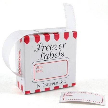  BigKitchen  Freezer Labels White and Red Border 1 x 2 