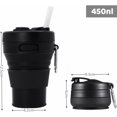 thumbnail image 4 of Taza de viaje plegable de silicona, con Tapa y Pajita, Sellada, Reusable, Vaso Portatil para Viajes, Camping, Bebidas Frías y Calientes (negro), 4 of 4