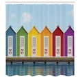 thumbnail image 2 of Ambesonne Landscape Shower Curtain, Colorful Cabins Sea, 69"Wx70"L, Multicolor, 2 of 4