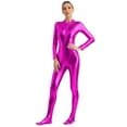 thumbnail image 3 of Kaerm Women's One-Piece Gymnastics Leotard Spandex Zentai Unitard Body Suit Jumpsuit Dancewear Hot Pink L, 3 of 6