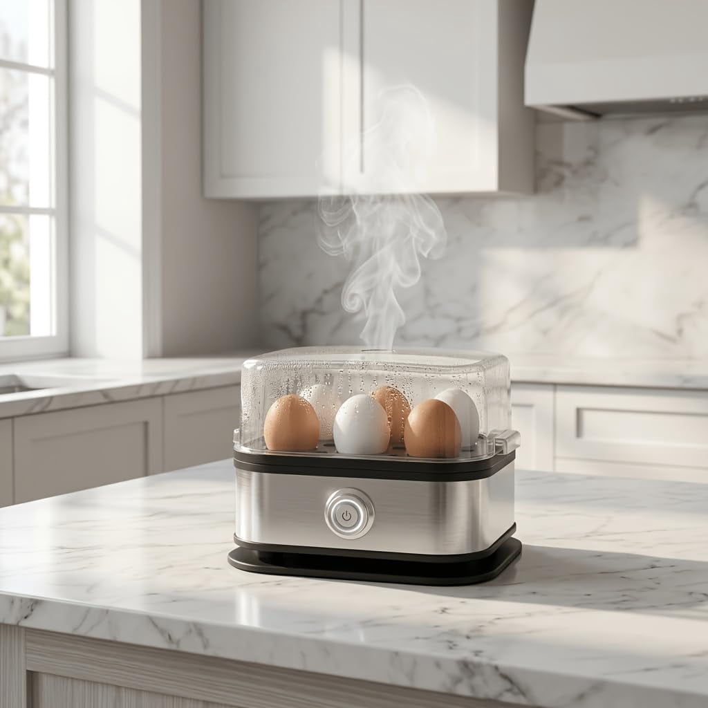 6-Automatic Egg Cooker – Automatic One-Touch Boiler for Soft, Medium, or Hard Boiled Eggs
