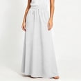 thumbnail image 2 of ShomPort Maxi Skirt for Women Cotton Linen Summer Causal Elastic Waist Drawstring A-Line Long Skirts Vacation, 2 of 6