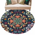 thumbnail image 2 of Vintage Flower Round Area Rug 7 FT, Non Slip Living Room Area Carpet, Boho Abstract Colorful Ethnic Floral Washable Soft Circular Rug Non-Shedding Floor Carpet for Bedside Office Play Room Classroom, 2 of 9