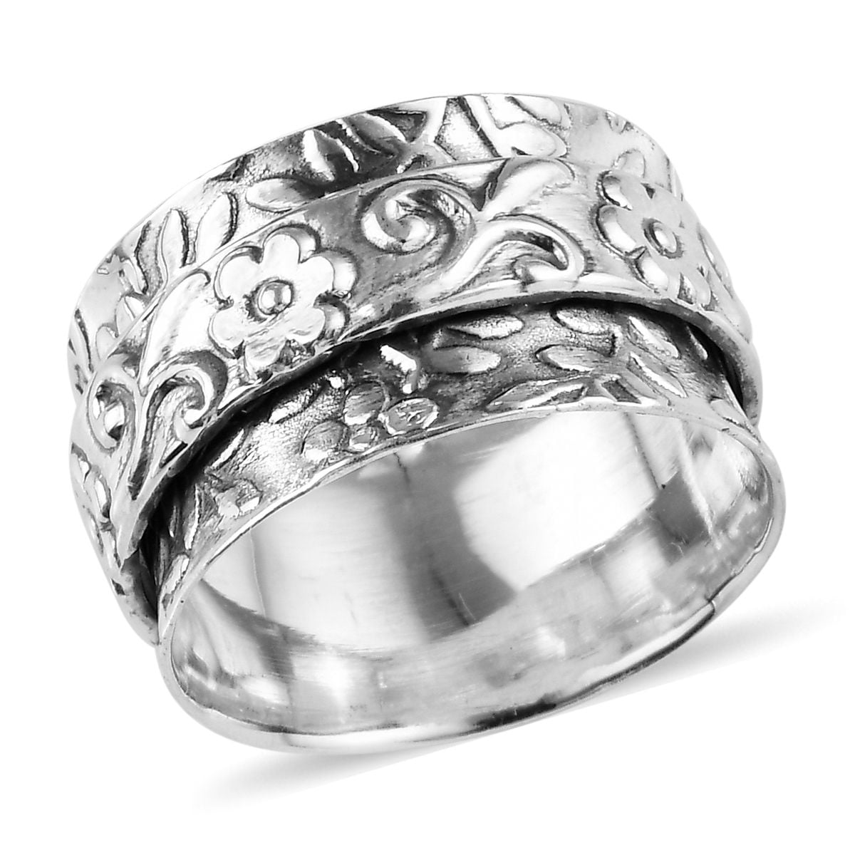 Shop LC - Stress Relieving Meditation Oxidized Spinner Ring 925 ...