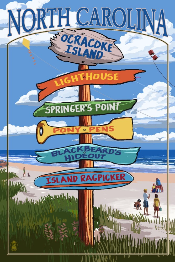 Ocracoke, North Carolina, Island Ragpicker, Sign Destinations (24x36