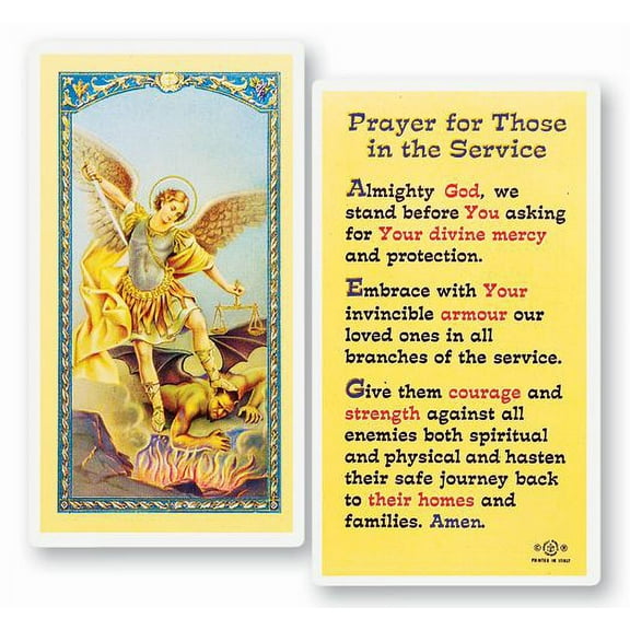 Those in the Service Laminated Catholic Prayer Holy Card with Prayer on Back, Pack of 25