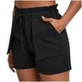 thumbnail image 5 of Bloomae Shorts for Women Summer Casual High Waisted Wide Leg Drawstring Beach Loose Shorts Comfy Fashion Outfits with Outward Pockets Black XXL, 5 of 8