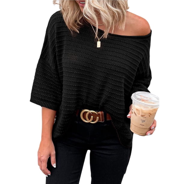 Sudadera con cuello redondo y manga 3/4 para mujer
