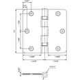 thumbnail image 4 of Stone Harbor Hardware 3-1/2" Ball-Bearing Door Hinges, 1/4" Radius Corner, Satin Chrome, 2-Pack, 4 of 5