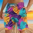 thumbnail image 2 of LIBRCLO Mens Summer Beach Shorts Thin Quick Dry Swim Trunks Bathing Suits Elastic Waist Swimsuits Colorful Hawaiian Board Shorts Swimwear Yellow 5XL, 2 of 4