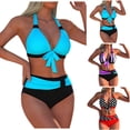 thumbnail image 2 of vigerkar Women's Two Piece Bikini Sets Push Up Halter Bikini Bathing Suit Adjustable 2 Piece Swimsuit (Blue, M), 2 of 7